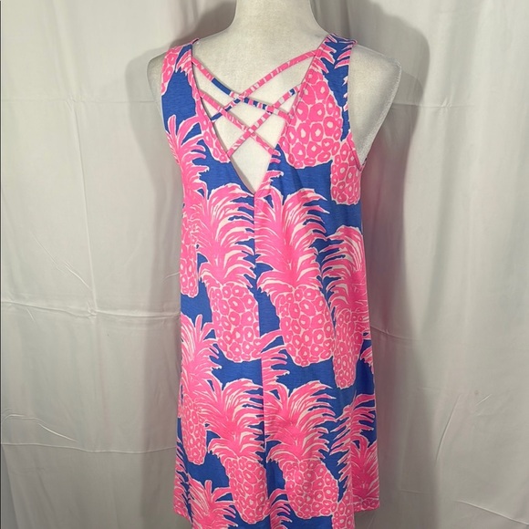 Lilly Pulitzer Pink and Blue Tropical Print Dress Size Small - Picture 5 of 8